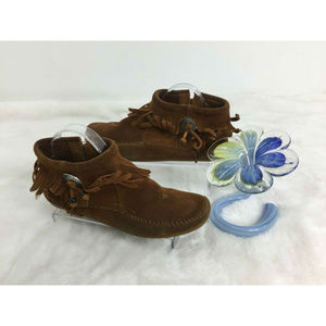 Minnetonka Suede Concho Fringe Leather Boots 8.5